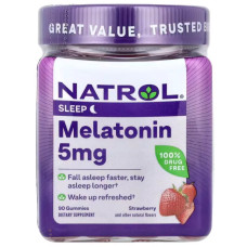 Мелатонін 5 мг жувальні цукерки смак полуниці, Natrol Melatonin, 90 шт