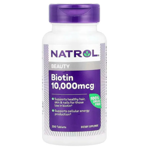 Біотин максимум, Biotin, Natrol, 10000 мкг, 200 таблеток