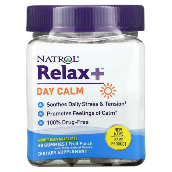 Здорове розслаблення Day Calm, Relax+, Natrol, смак фруктового пуншу, 60 жувальних цукерок