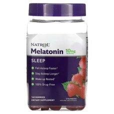 Мелатонін 10 мг жувальні, смак полуниці, Natrol Melatonin Sleep, 140 жувальних цукерок (5 мг у цукерці)
