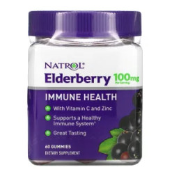 Бузина 100 мг, підтримка імунітету, Elderberry Immune Health Natrol, 60 жувальних таблеток, 50 мг таблетки