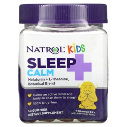 Сон и спокойствие для детей 4+, Natrol Sleep + Calm, клубника, 60 жевательных конфет