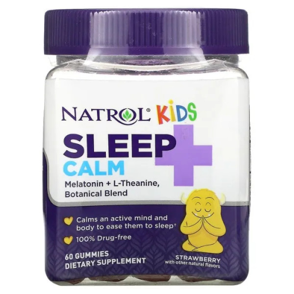 Підтримка сну для дітей з 4 років, Sleep + Calm, Natrol, смак полуниці, 60 жувальних цукерок