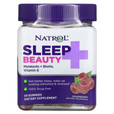 Сон та краса, Natrol Sleep + Beauty, малиновий смак, 60 жувальних цукерок