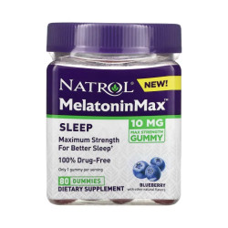 Мелатонін для сну жувальні 10 мг, смак чорниці, Natrol Melatonin Max Sleep, 80 жувальних цукерок