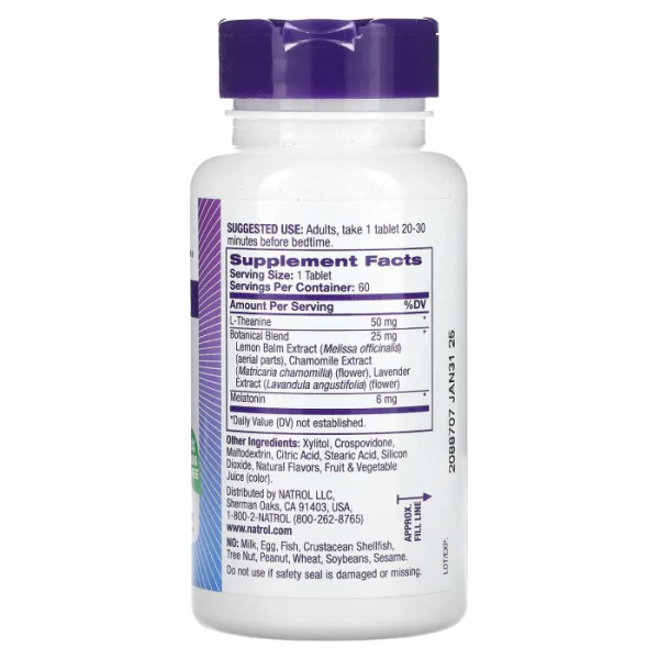 Підтримка сну, Sleep+Calm, Natrol, смак малини, 60 таблеток