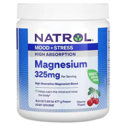 Магний порошок/смесь, Natrol Magnesium, вкус вишня, 477 г