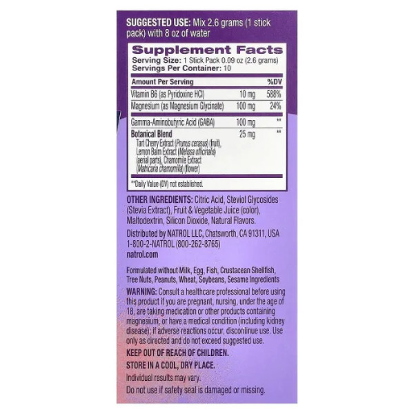 Поліпшення сну та відновлення, Sleep & Restore, Natrol, заспокійлива суміш для напоїв, без мелатоніну, смак вишні, 10 пакетиків (по 2,6 г кожен)