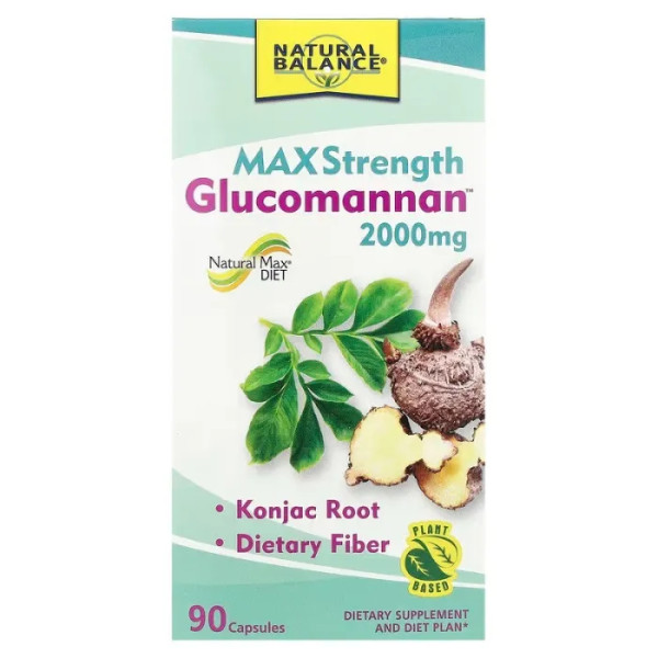 Глюкоманнан, Glucomannan, Natural Balance, максимальна сила, 2000 мг, 90 капсул (666 мг у капсулі)