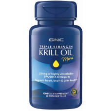 Олія криля потрійна сила, GNC Krill Oil, 60 міні м'яких капсул