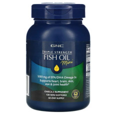 Риб'ячий жир 1000 мг ДГК ЕПК, GNC Triple Strength Fish Oil, 120 міні гелевих капсул