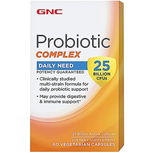 Пробіотик + пребіотики, Probiotic Complex Daily Need, GNC, 25 млрд. КУО, 60 вегетаріанських капсул