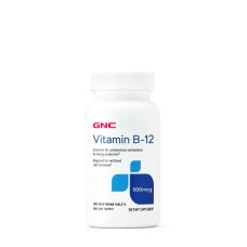 Вітамін B12 500 мкг (ціанокобаламін), GNC Vitamin B-12, 100 вегетаріанських пігулок
