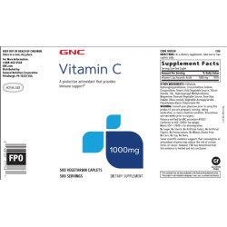 Витамин C 1000 мг, GNC Vitamin C, 500 вегетарианских капсул