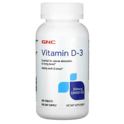 Вітамін D3 50 мкг (2000 МО), GNC Vitamin D-3, 180 таблеток