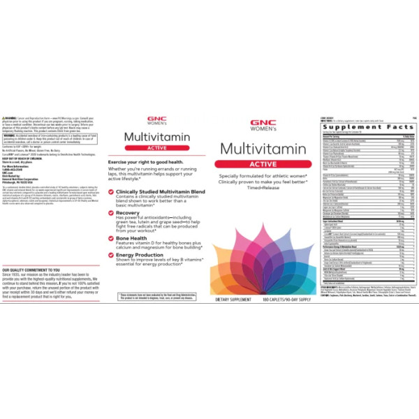 Активний мультивітамінний комплекс для жінок, Women's Multivitamin Active, GNC, 180 капсул