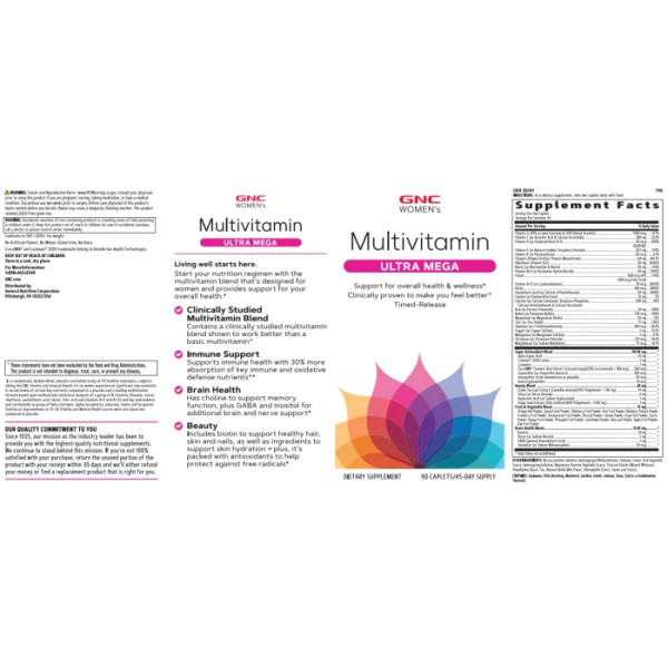 Мультивітамінний комплекс для жінок, Women's Multivitamin Ultra Mega, GNC, 90 капсул