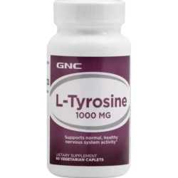 L-тирозин 1000 мг поддержка нервной системы, GNC L-Tyrosine, 60 вегетарианских капсул