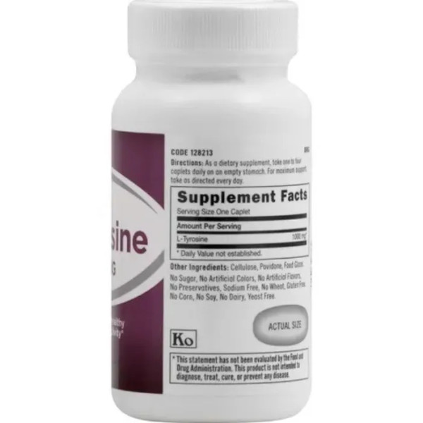 L-Тирозин, підтримка нервової системи, L-Tyrosine, GNC, 1000 мг, 60 вегетаріанських капсул