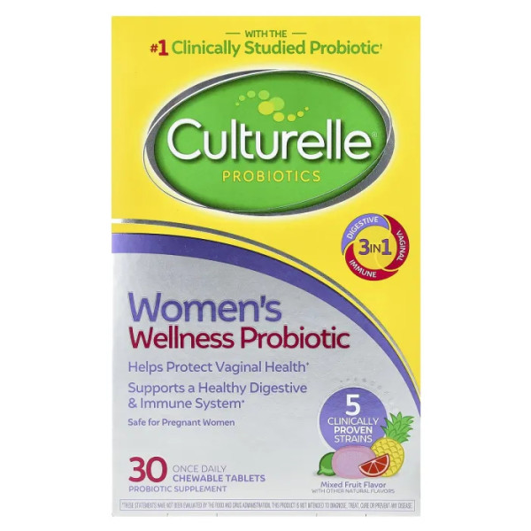 Пробіотики для жінок, Women's Wellness Probiotic, Culturelle, фруктове асорті, 30 жувальних таблеток