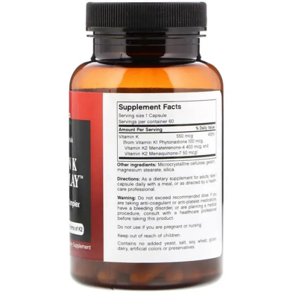 Вітамін K, Vitamin K, FutureBiotics, потрійну дію, 60 капсул