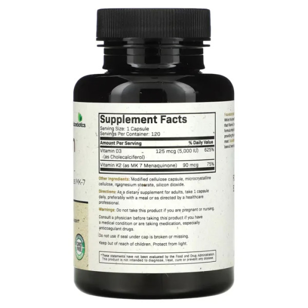 Вітамін K2 + D3, Vitamin K2 + D3, FutureBiotics, K2 - MK-7, 120 капсул