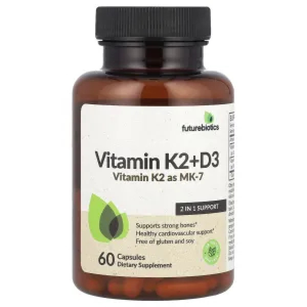 Вітамін K2+D3, Vitamin K2+D3, FutureBiotics, 60 капсул