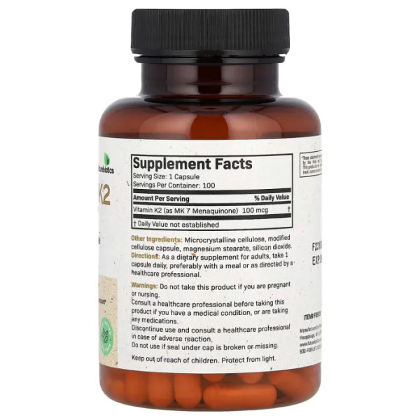 Вітамін K2 (MK-7), Vitamin K2, FutureBiotics, 100 мкг, 100 вегетаріанських капсул
