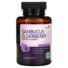 Бузина з цинком та вітаміном C, FutureBiotics Sambucus Elderberry, 60 вегетаріанських капсул