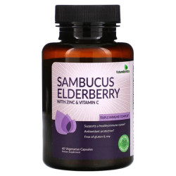 Бузина з цинком та вітаміном C, FutureBiotics Sambucus Elderberry, 60 вегетаріанських капсул