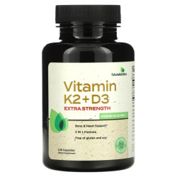 Вітамін K2 D3, екстра сила, FutureBiotics Vitamin K2+D3, 120 капсул