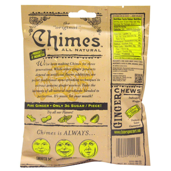 Імбирні жувальні цукерки, Ginger Chews, Chimes, 141,8 г