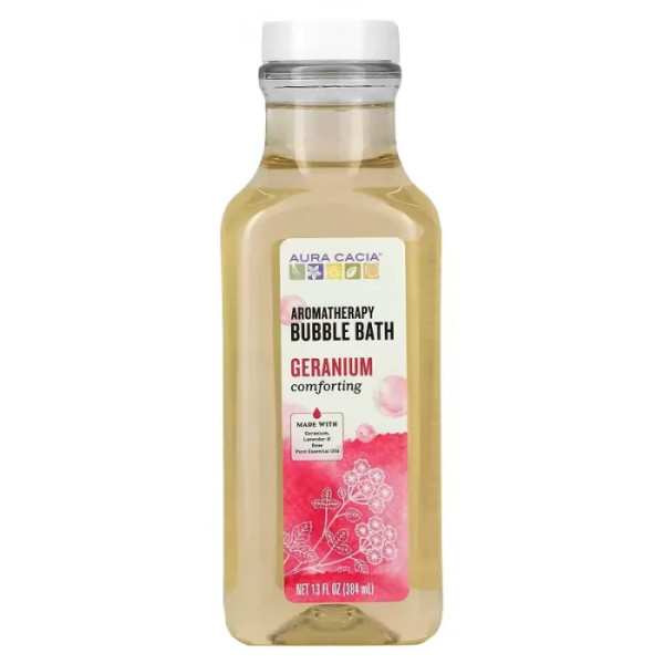 Пена для ванны, Bubble Bath, Aura Cacia, ароматерапевтическая, успокаивающая герань, 384 мл.