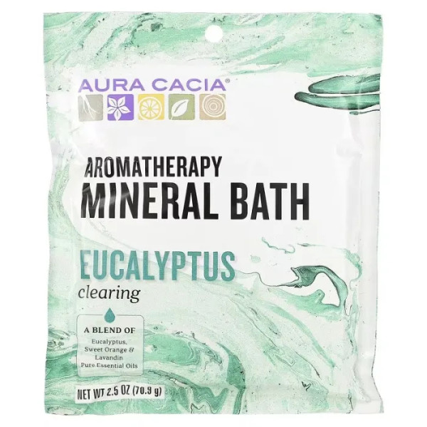 Мінеральна ванна, Aromatherapy Mineral Bath, Aura Cacia, ароматерапевтична, евкаліпт, 70,9 г