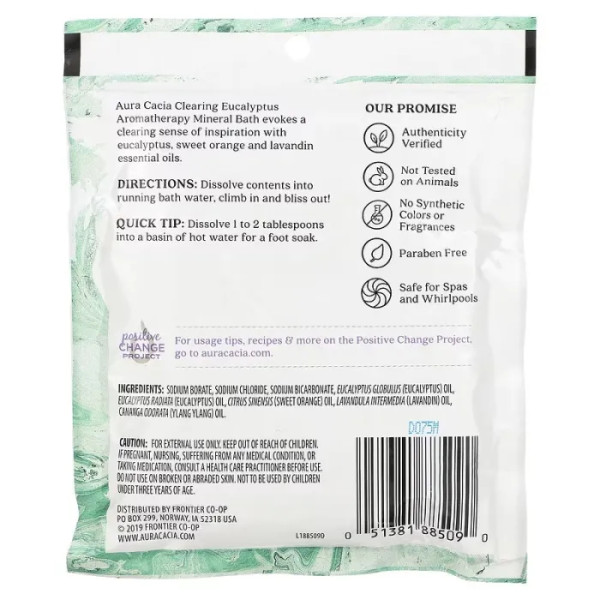 Мінеральна ванна, Aromatherapy Mineral Bath, Aura Cacia, ароматерапевтична, евкаліпт, 70,9 г