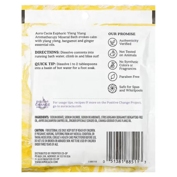 Солі для ванн (іланг-ілангу), Mineral Bath, Aura Cacia, ароматерапевтична, мінеральна, 70.9 г