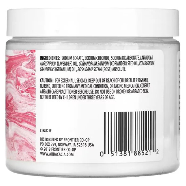 Солі для ванн, Mineral Bath, Aura Cacia, ароматерапевтична, мінеральна, заспокійлива герань, 454 г