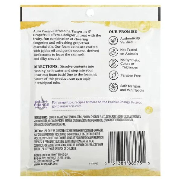 Пена для ванн (мандарин и грейпфрут), Foam Bath, Aura Cacia, ароматерапевтическая, 70.9 г