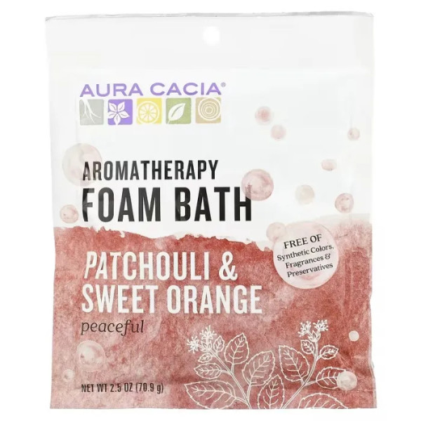 Пена для ванн (пачула и апельсин), Foam Bath, Aura Cacia, ароматерапевтическая, 70.9 г