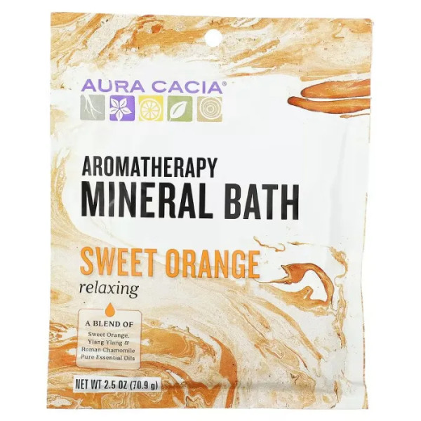 Солі для ванн (апельсин), Mineral Bath, Aura Cacia, ароматерапевтична, мінеральна, розслаблююча, 70.9 г