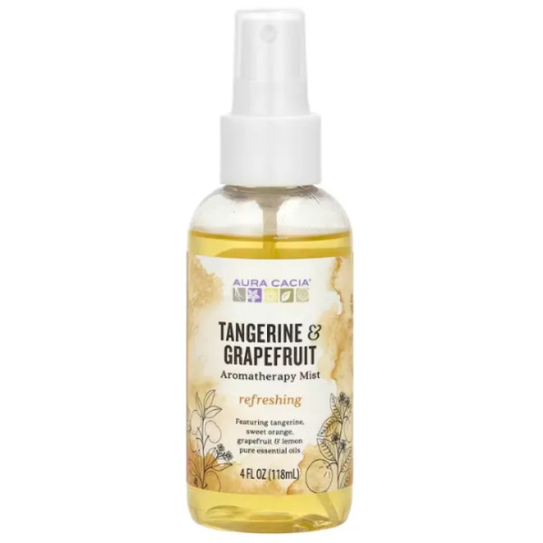 Ароматерапевтичний спрей, мандарин і грейпфрут, Room & Body Mist, Aura Cacia, освіжаючий, для кімнати і тіла, 118 мл