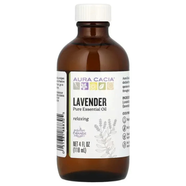 Лавандова олія, Lavender Oil, Aura Cacia, чиста, ефірна, 118 мл