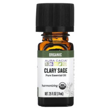 Масло мускатного шавлії, Aura Cacia Clary Sage Oil, органічне, чисте, ефірне, 7,4 мл