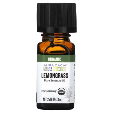 Масло лимонника, Aura Cacia Oil Лемонграс, органічне, чисте, ефірне, 7,4 мл
