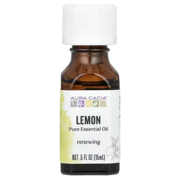 Лимонна олія, Oil Lemon, Aura Cacia, Pure Essential Oil, 100% чиста, ефірна, 15 мл