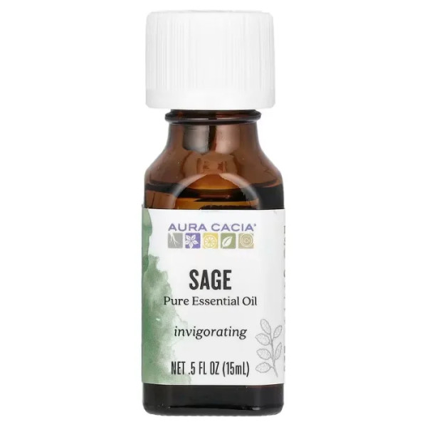 Олія шавлії, Essential Oil Sage, Aura Cacia, чиста, ефірна, 15 мл