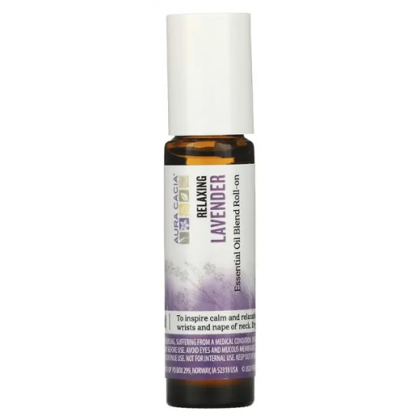 Ефірна олія лаванди, заспокійливе, Essential Oil Lavender, Aura Cacia, кульковий аплікатор, 9,2 мл