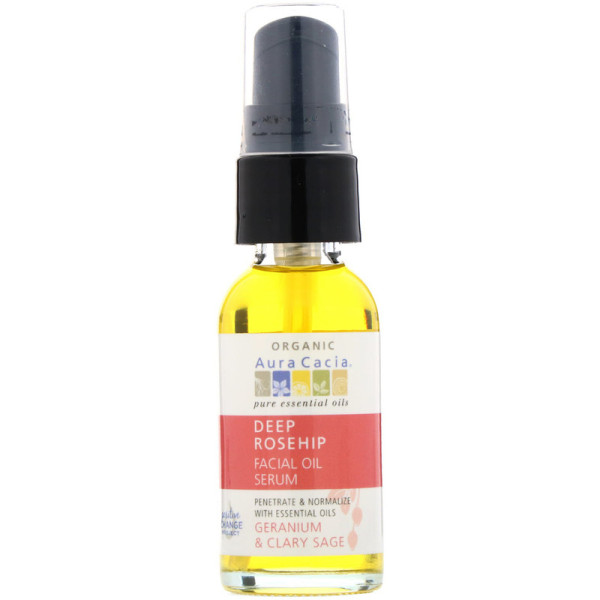 Сироватка для обличчя з маслом шипшини, герані і шавлії, Facial Oil Serum, Aura Cacia, органік, 30 мл