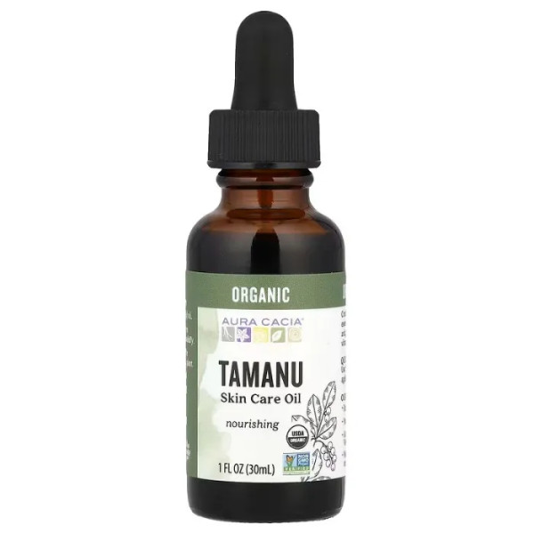 Масло таману для ухода за кожей, Tamanu Oil, Aura Cacia, питательное, органик, 30 мл