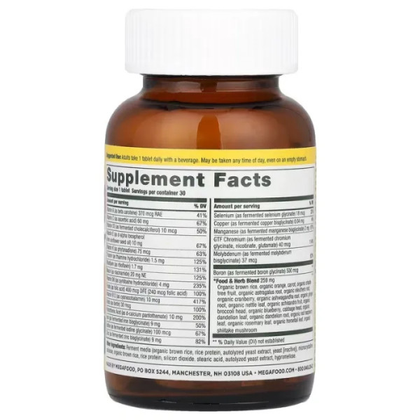 Вітаміни для жінок, 1 на день, Women’s One Daily Multivitamin, Mega Food, 30 таблеток